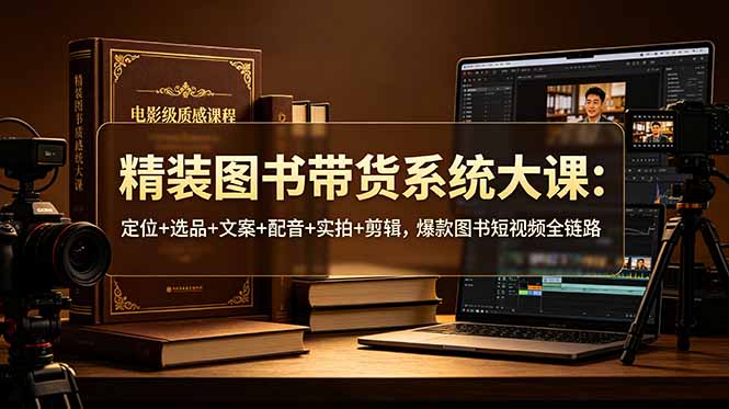 （19007期）精装图书带货系统大课：定位+选品+文案+配音+实拍+剪辑，爆款图书短视频全链路|无忧资源社