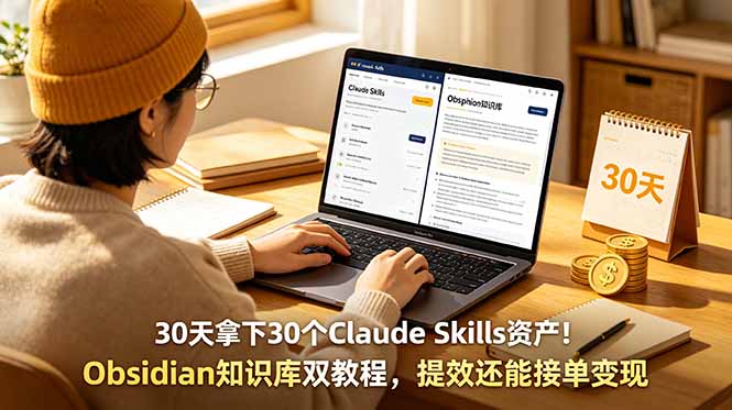 （18886期）30天拿下30个Claude Skills资产！Obsidian知识库双教程，提效还能接单变现|无忧资源社