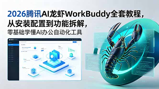（18813期）2026腾讯AI龙虾WorkBuddy全套教程，从安装配置到功能拆解，零基础学懂AI办公自动化工具|无忧资源社