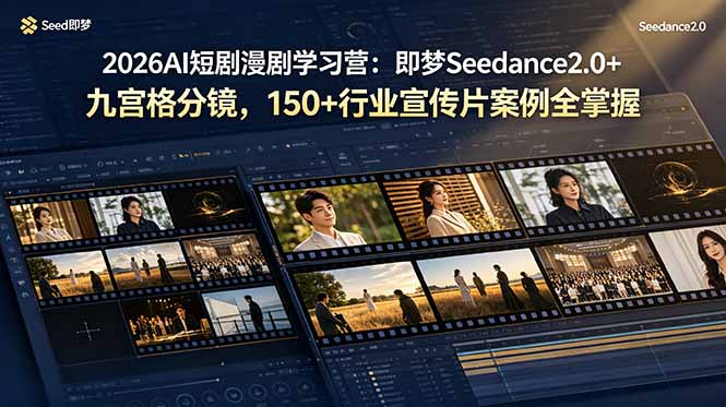 （19055期）2026AI短剧漫剧学习营：即梦Seedance2.0+九宫格分镜，150+行业宣传片案例全掌握|无忧资源社