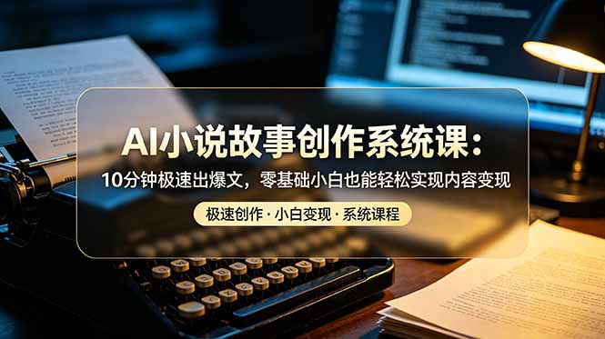 （19053期）AI小说故事创作系统课：10分钟极速出爆文，零基础小白也能轻松实现内容变现|无忧资源社