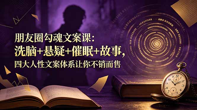 （19054期）朋友圈勾魂文案课：洗脑+悬疑+催眠+故事，四大人性文案体系让你不销而售|无忧资源社