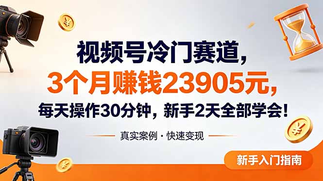 （18799期）视频号冷门赛道，3个月变现23905元，新手2天学会 每天操作30分钟！|无忧资源社