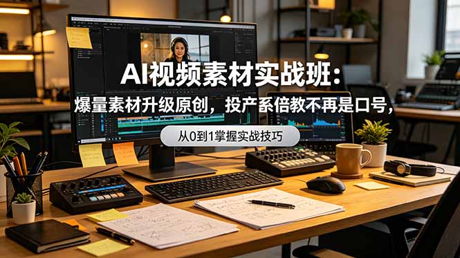 （19085期）AI视频素材实战班：爆量素材升级原创，投产翻倍不再是口号，0-1系统教学实战落地|无忧资源社