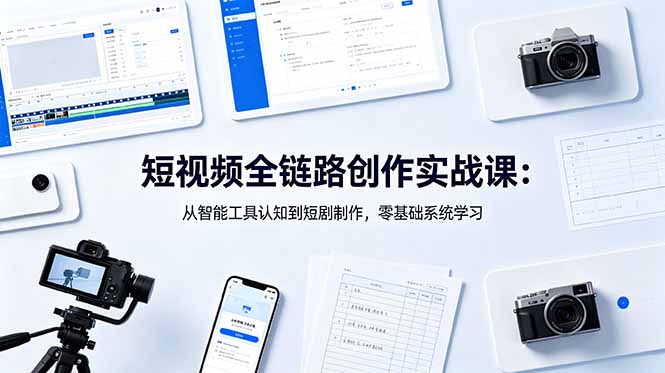 （18683期）短视频全链路创作实战课：从智能工具认知到短剧制作，零基础系统学习|无忧资源社