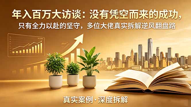 （18891期）年入百万大访谈-更新：没有凭空而来的成功，只有全力以赴的坚守，多位大佬真实拆解逆风翻盘路|无忧资源社