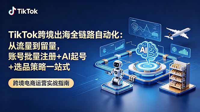 （18907期）TikTok跨境出海全链路自动化：从流量到留量，账号批量注册+AI起号+选品策略一站式|无忧资源社
