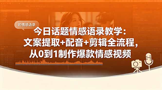 （18719期）今日话题情感语录教学：文案提取+配音+剪辑全流程，从0到1制作爆款情感视频|无忧资源社
