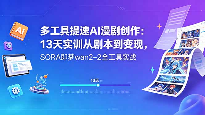 （18707期）多工具提速AI漫剧创作：13天实训从剧本到变现，SORA即梦wan2-2全工具实战|无忧资源社
