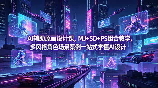 （18731期）AI辅助原画设计课，MJ+SD+PS组合教学，多风格角色场景案例一站式学懂AI设计|无忧资源社