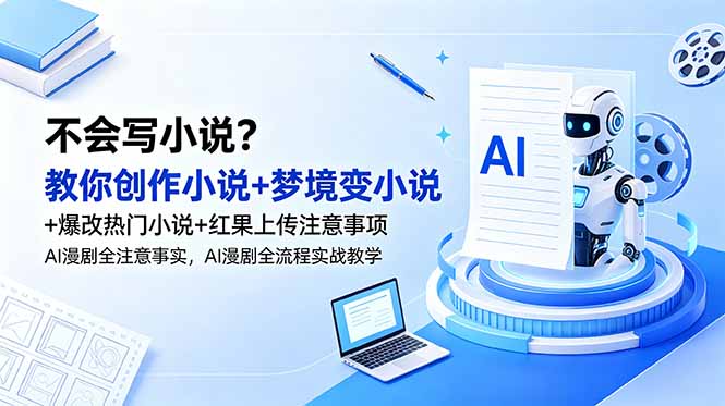 (18801期)不会写小说?教你创作小说+梦境变小说+爆改热门小说+红果上传注意事项,AI漫剧全流程实战教学|无忧资源社