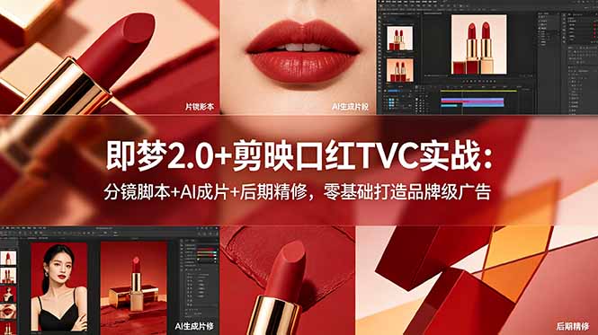 （18729期）即梦2.0+剪映口红TVC实战：分镜脚本+AI成片+后期精修，零基础打造品牌级广告|无忧资源社