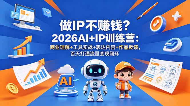 （18839期）做IP不赚钱？2026AI+IP训练营：商业理解+工具实战+表达内容+作品反馈，百天打通流量变现闭环|无忧资源社