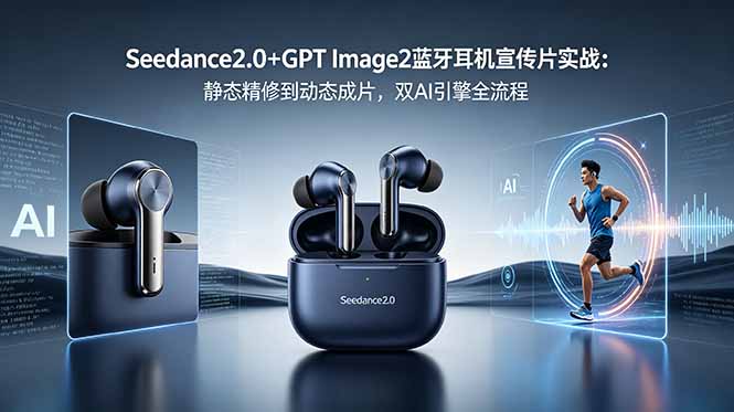 （18730期）Seedance2.0+GPT Image2蓝牙耳机宣传片实战：静态精修到动态成片，双AI引擎全流程|无忧资源社