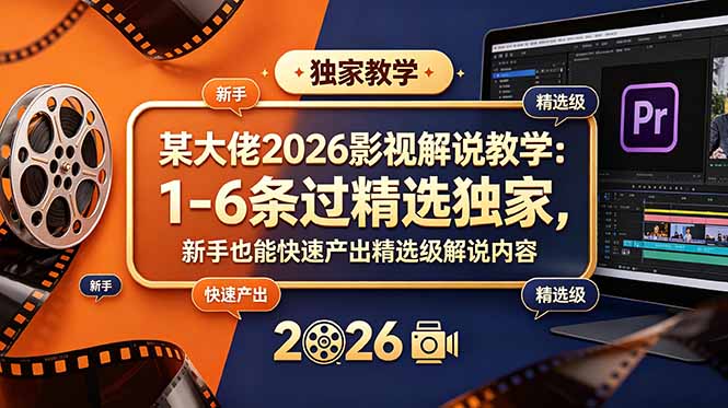 （18946期）某大佬2026影视解说教学：1-6条过精选独家，新手也能快速产出精选级解说内容|无忧资源社