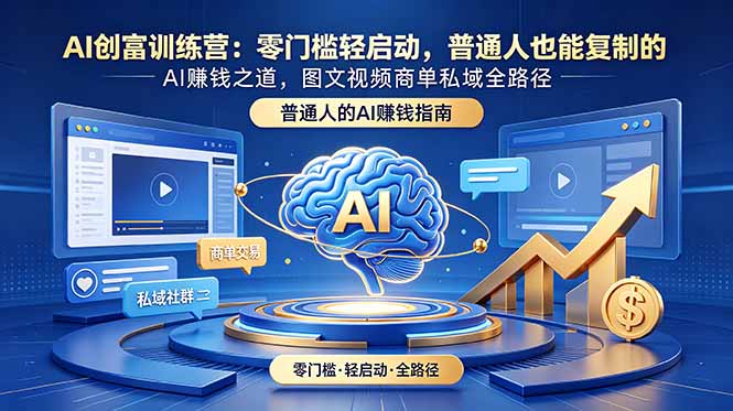 （18911期）AI创富训练营：零门槛轻启动，普通人也能复制的AI赚钱之道，图文视频商单私域全路径|无忧资源社