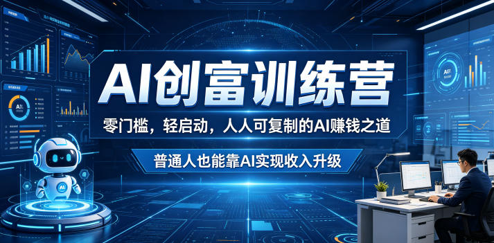 AI创富训练营，零门槛，轻启动，人人可复制的AI賺钱之道，普通人也能靠AI实现收入升级|无忧资源社