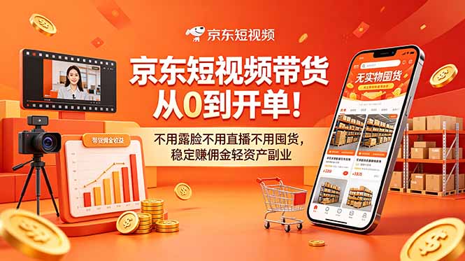 （18895期）京东短视频带货从0到开单！不用露脸不用直播不用囤货，稳定赚佣金轻资产副业|无忧资源社