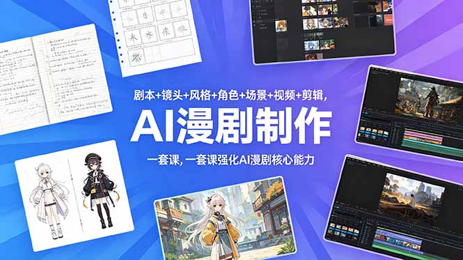 （18734期）剧本+镜头+风格+角色+场景+视频+剪辑，一套课强化AI漫剧核心能力|无忧资源社