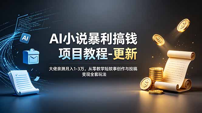 （19030期）AI小说暴利搞钱项目教程-更新，大佬亲测月入1-3万，从零教学短故事创作与投稿变现全套玩法|无忧资源社
