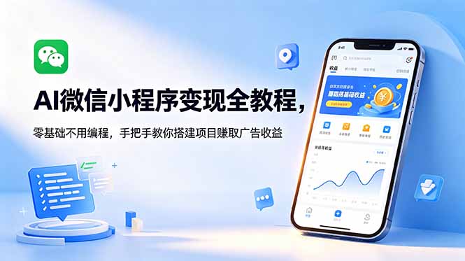 （18773期）AI微信小程序变现全教程，零基础不用编程，手把手教你搭建项目赚取广告收益|无忧资源社