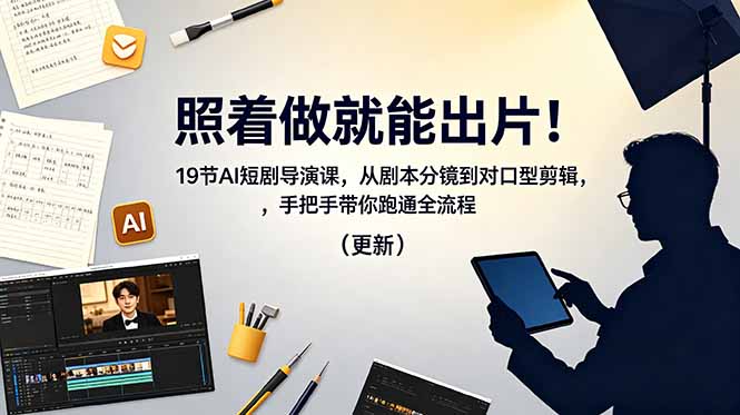 （18694期）照着做就能出片！19节AI短剧导演课，从剧本分镜到对口型剪辑，手把手带你跑通全流程（更新）|无忧资源社