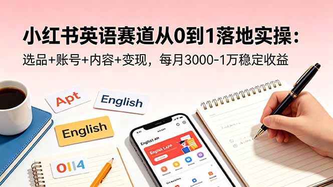 （18771期）小红书英语赛道从0到1落地实操：选品+账号+内容+变现，每月3000-1万稳定收益|无忧资源社