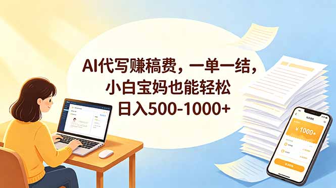 （18772期）AI代写赚稿费，一单一结，小白宝妈也能轻松日入500-1000+|无忧资源社