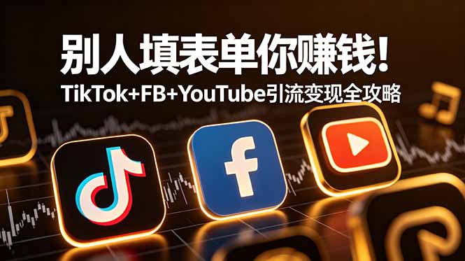 （19018期）别人填表单你赚钱！TikTok+FB+YouTube 引流变现全攻略【原创双语字幕】|无忧资源社