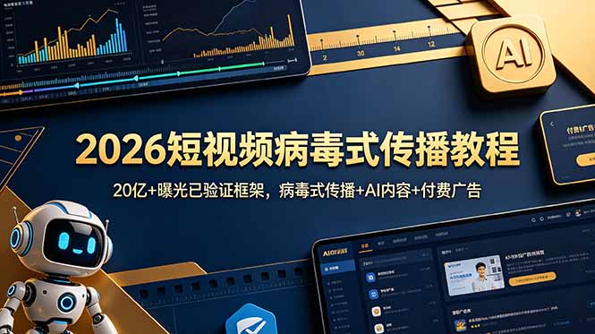 （18986期）2026短视频病毒式传播教程：20亿+曝光已验证框架，病毒式传播+AI内容+付费广告|无忧资源社