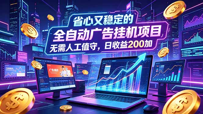（18899期）全自动广告挂机项目，全程无需人工值守。稳定创收每日收益200+|无忧资源社
