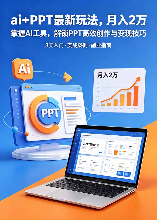 （18881期）ai+PPT最新玩法，月入2万掌握AI工具，解锁PPT高效创作与变现技巧3天入门，实战案例·副业指南|无忧资源社