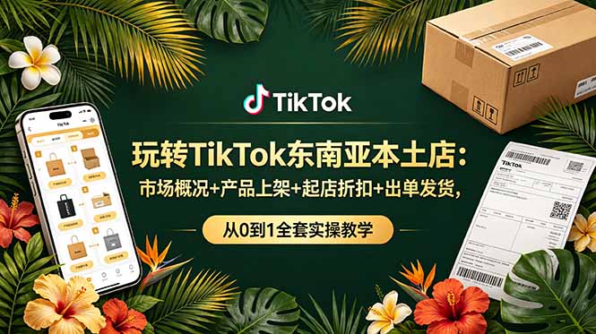 （19045期）玩转TikTok东南亚本土店：市场概况+产品上架+起店折扣+出单发货，从0到1全套实操教学|无忧资源社
