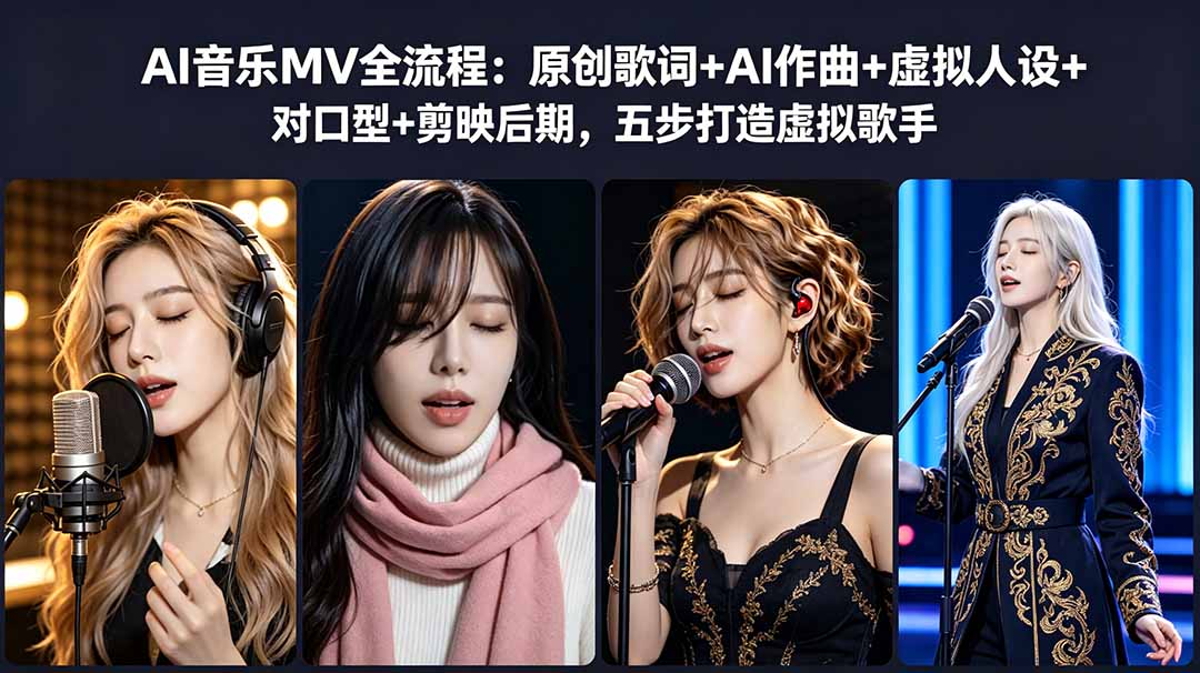 （18710期）AI音乐MV全流程：原创歌词+AI作曲+虚拟人设+对口型+剪映后期，五步打造虚拟歌手|无忧资源社
