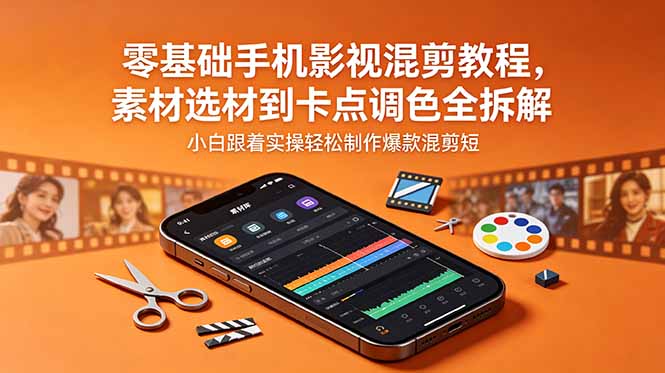 （18750期）零基础手机影视混剪教程，素材选材到卡点调色全拆解，小白跟着实操轻松制作爆款混剪短片|无忧资源社