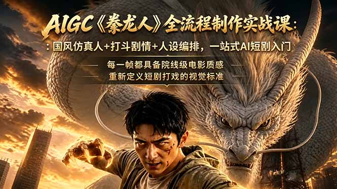 (18849期)AIGC《豢龙人》全流程制作实战课:国风仿真人+打斗剧情+人设编排,一站式AI短剧入门|无忧资源社