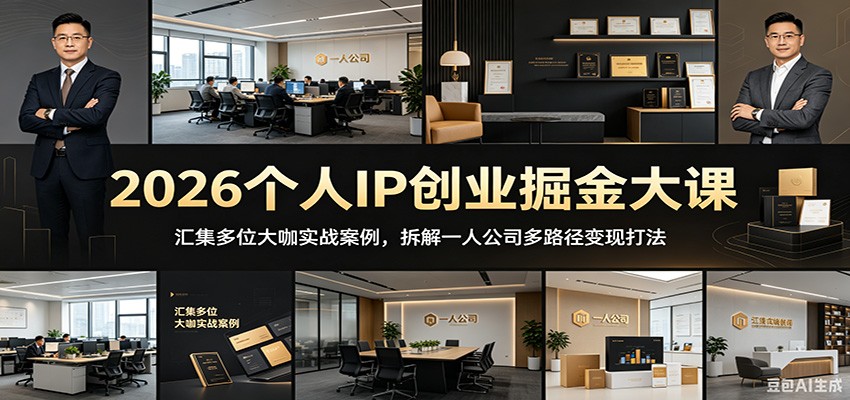2026个人IP创业掘金大课：汇集多位大咖实战案例，拆解一人公司多路径变现打法|无忧资源社
