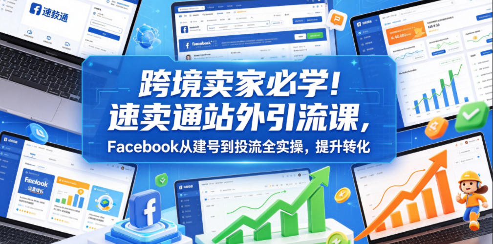 跨境卖家必学！速卖通站外引流课，Facebook从建号到投流全实操，提升转化|无忧资源社
