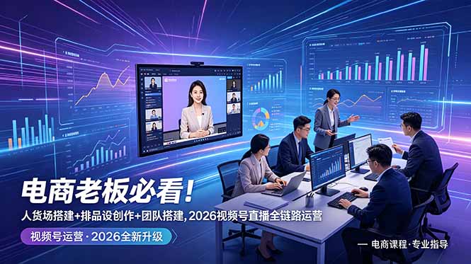 （18845期）电商老板必看！人货场搭建+排品设计+素材创作+团队搭建，2026视频号直播全链路运营|无忧资源社