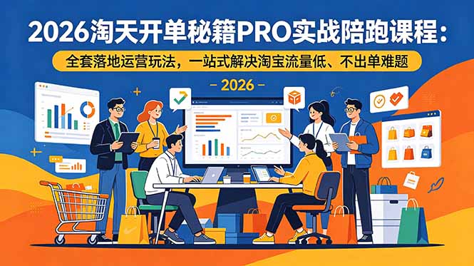 （18844期）2026淘天开单秘籍PRO实战陪跑课程：全套落地运营玩法，一站式解决淘宝流量低、不出单难题|无忧资源社