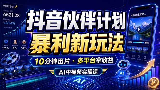 （18869期）抖音伙伴计划最新玩法，无需配音剪辑，10分钟出一条原创视频，轻松日入三位数|无忧资源社