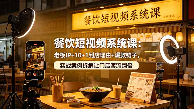 （18712期）餐饮短视频系统课：老板IP+10+1到店理由+爆款钩子，实战案例拆解让门店客流翻倍|无忧资源社