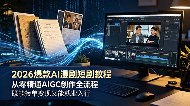 （18980期）2026 爆款 AI 漫剧短剧教程 从零精通 AIGC 创作全流程 既能接单变现又能就业入行|无忧资源社
