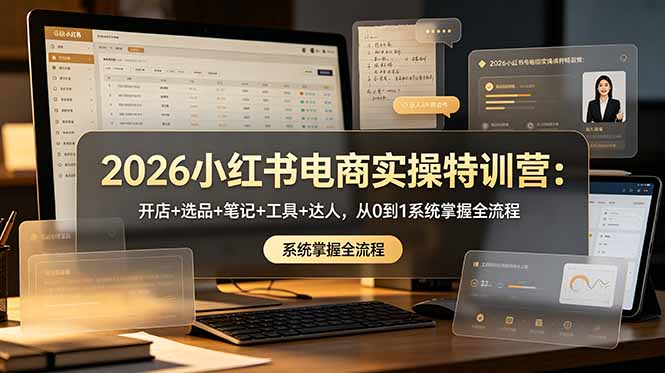 （18978期）2026小红书电商实操特训营：开店+选品+笔记+工具+达人，从0到1系统掌握全流程|无忧资源社