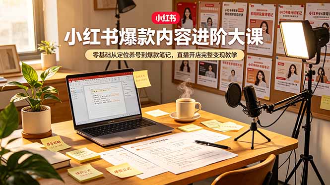 （19118期）小红书爆款内容进阶大课，零基础从定位养号到爆款笔记，直播开店完整变现教学|无忧资源社