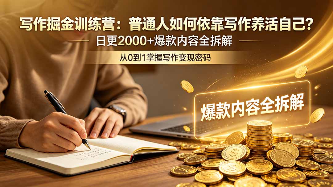 （18901期）写作掘金训练营：普通人如何依靠写作养活自己？日更2000+爆款内容全拆解|无忧资源社