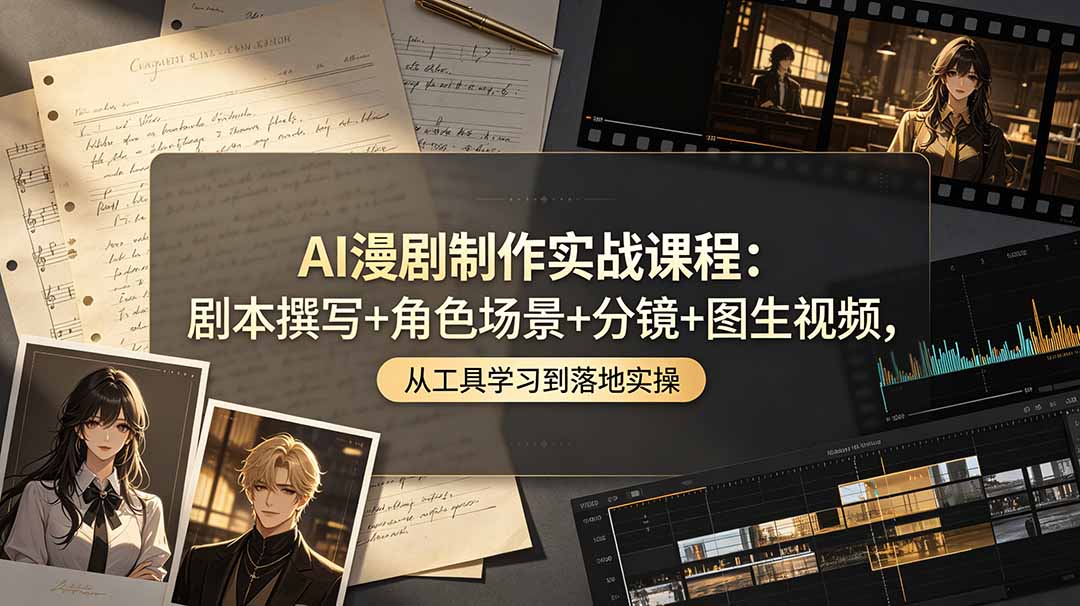 （19020期）AI漫剧制作实战课程：剧本撰写+角色场景+分镜+图生视频，从工具学习到落地实操|无忧资源社