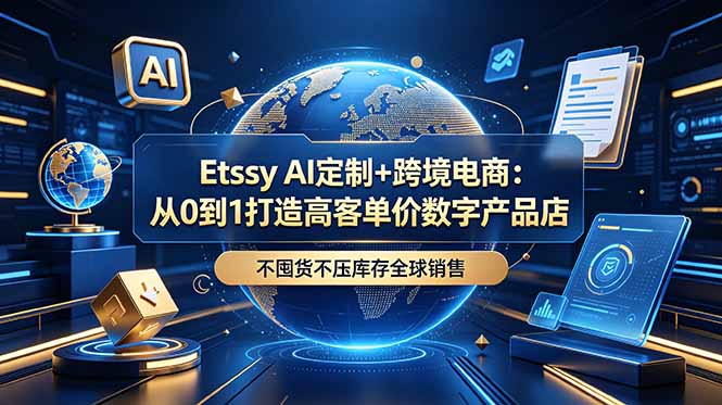（18974期）Etsy AI定制+跨境电商：从0到1打造高客单价数字产品店，不囤货不压库存全球销售|无忧资源社