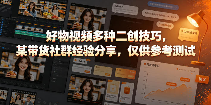 好物视频多种二创技巧，某带货社群经验分享，仅供参考测试|无忧资源社