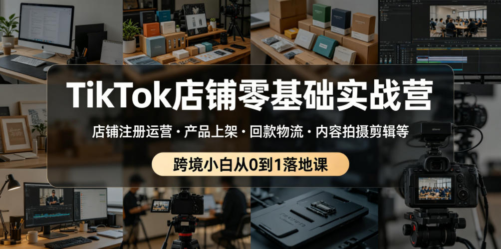TikTok店铺零基础实战营,店铺注册运营・产品上架・回款物流・内容拍摄剪辑等 ,跨境小白从0到1落地课|无忧资源社